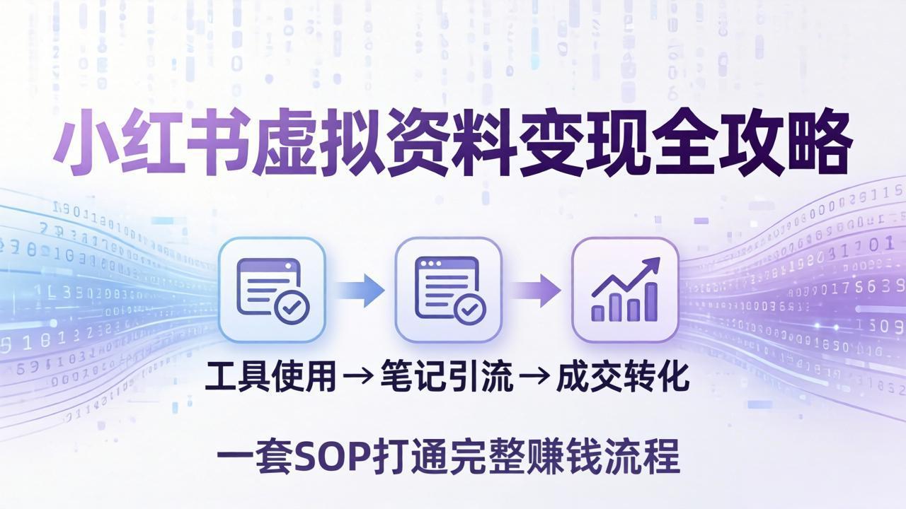 小红书虚拟资料变现全攻略：从工具使用到笔记引流成交，一套 SOP 打通完整赚钱流程-龙部落