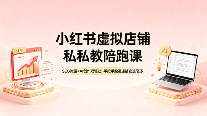 小红书虚拟店铺私教陪跑课，SEO流量+AI创作双驱动，手把手跑通店铺变现闭环-龙部落
