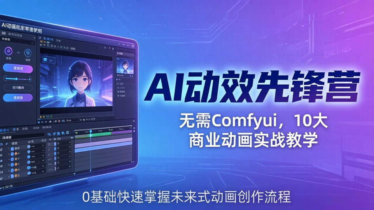 AI 动效先锋营：无需Comfyui，10大商业动画实战教学，0基础快速掌握未来式动画创作流程-龙部落