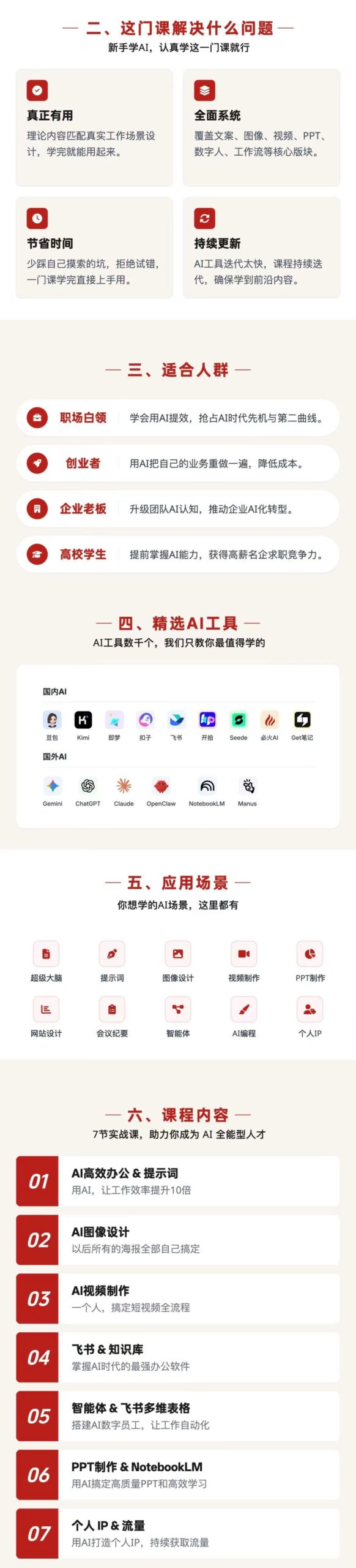 AI全能人才训练营：2周掌握文案×图像×视频×PPT×数字人×工作流，超越80%的人-龙部落