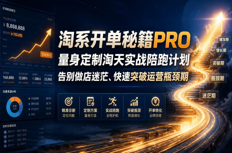 淘系开单秘籍PRO，量身定制淘天实战陪跑计划，告别做店迷茫、快速突破运营瓶颈期（更新260906）-龙部落