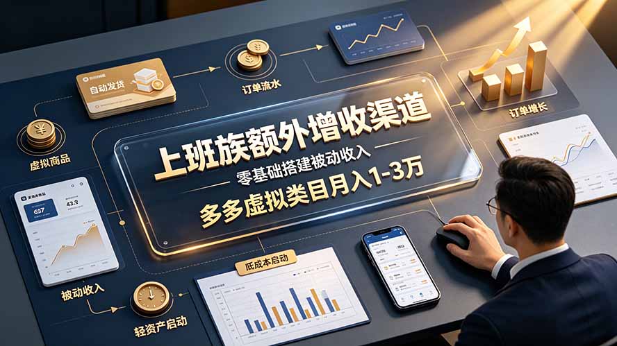 上班族额外增收渠道,零基础搭建被动收入,多多虚拟类目月入 1-3 万-龙部落