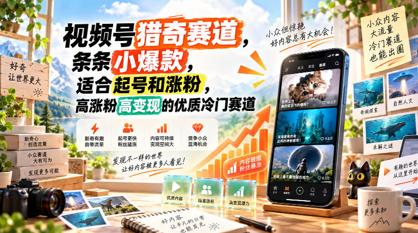 视频号猎奇赛道，条条小爆款，适合起号和涨粉，高涨粉高变现的优质冷门赛道-龙部落