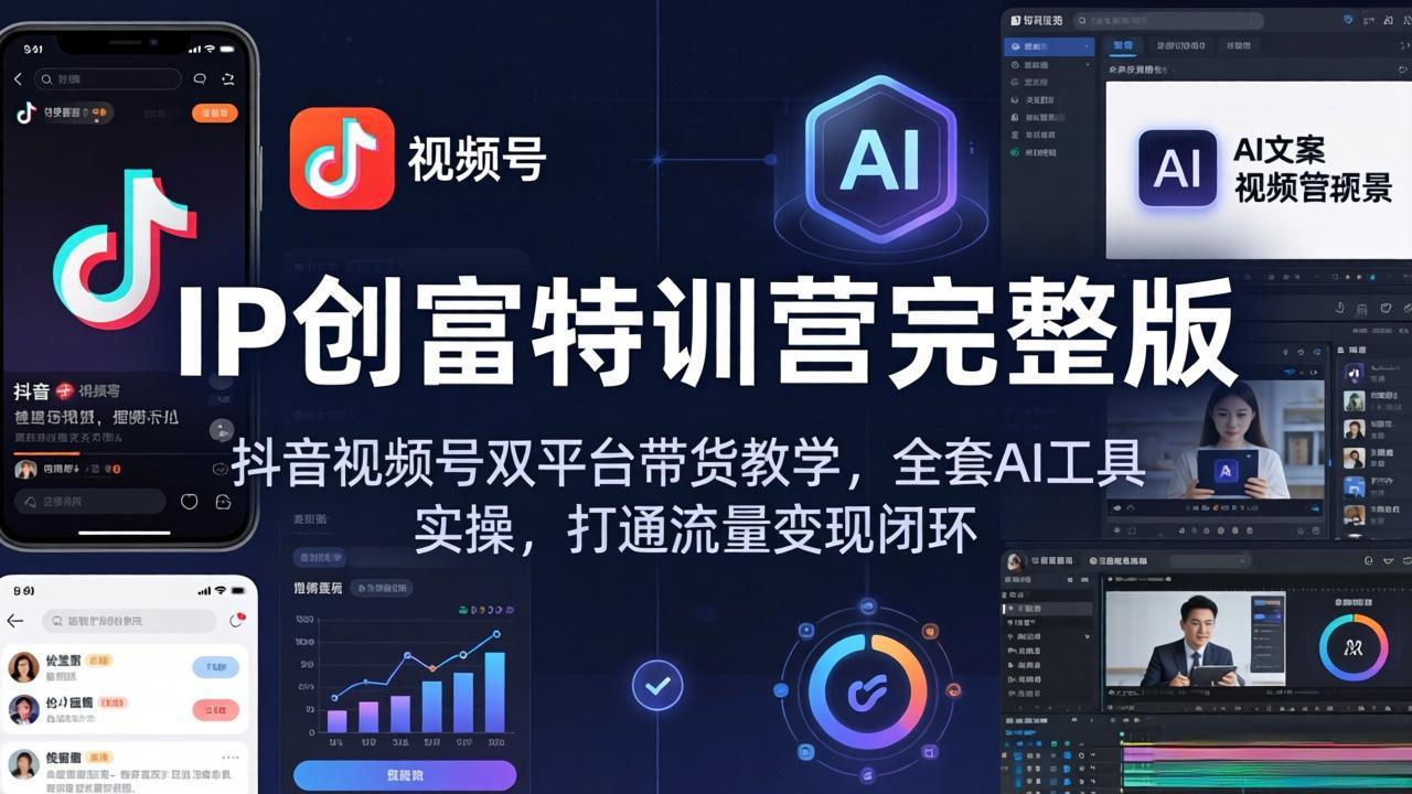 IP创富特训营完整版：抖音视频号双平台带货教学，全套AI工具实操，打通流量变现闭环-龙部落