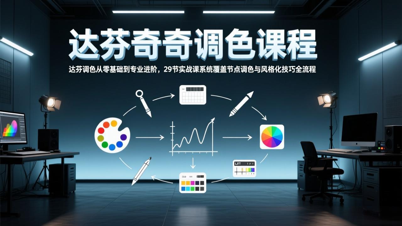 达芬奇调色从零基础到专业进阶，29节实战课系统覆盖节点调色与风格化技巧全流程-龙部落