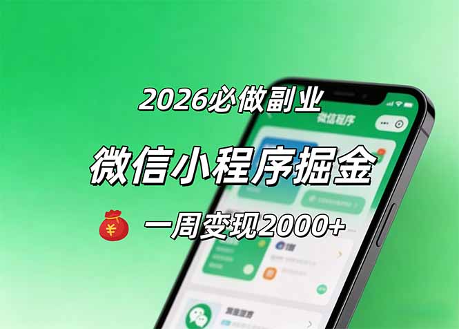 2026微信小程序掘金，简单好上手，一周变现2000+-龙部落