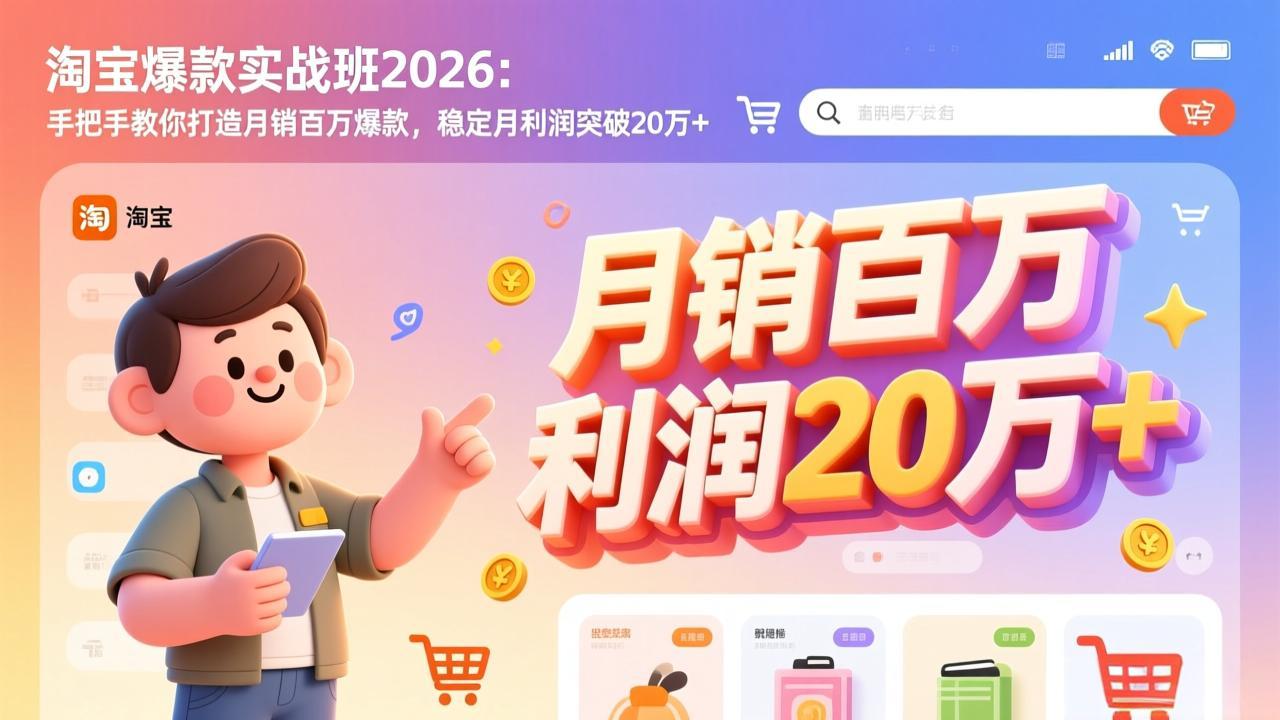 淘宝爆款实战班-2026年2月更新:手把手教你打造月销百万爆款,稳定月利润突破20万+-龙部落
