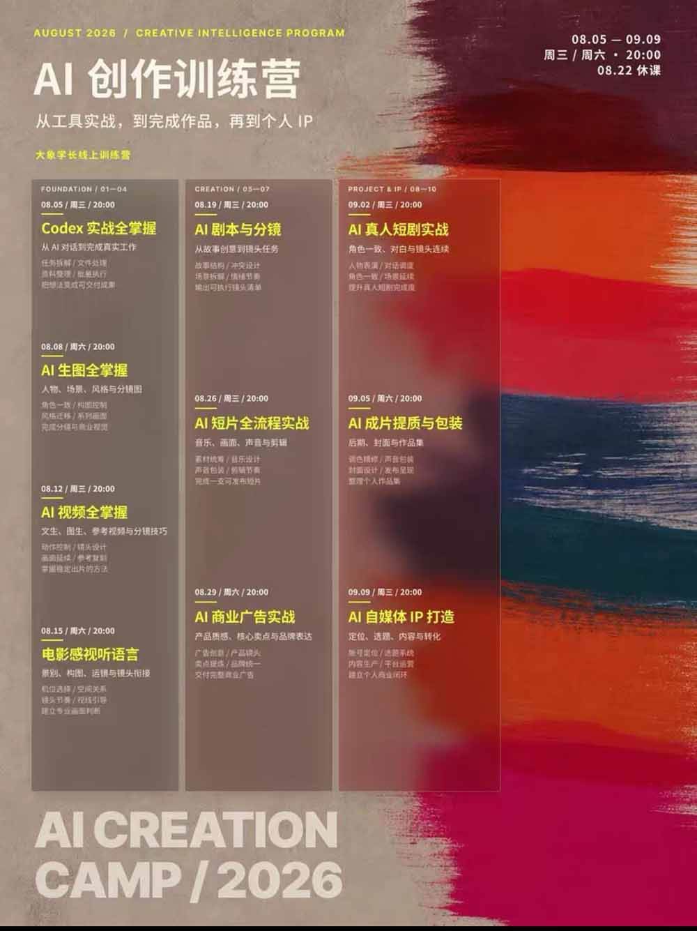 （20348期）AI+创作训练营26年第5期-更新：从Codex、AI生图视频到剧本分镜与电影感短片，跑通个人IP商业闭环-龙部落