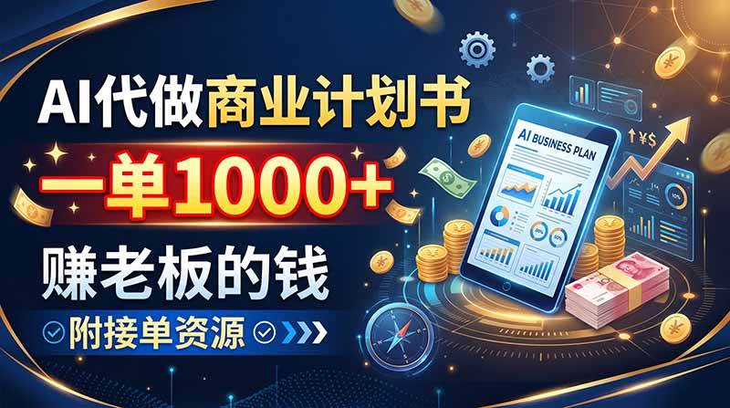 （20303期）AI代做商业计划书，一单1000+，赚老板的钱，附接单资源-龙部落