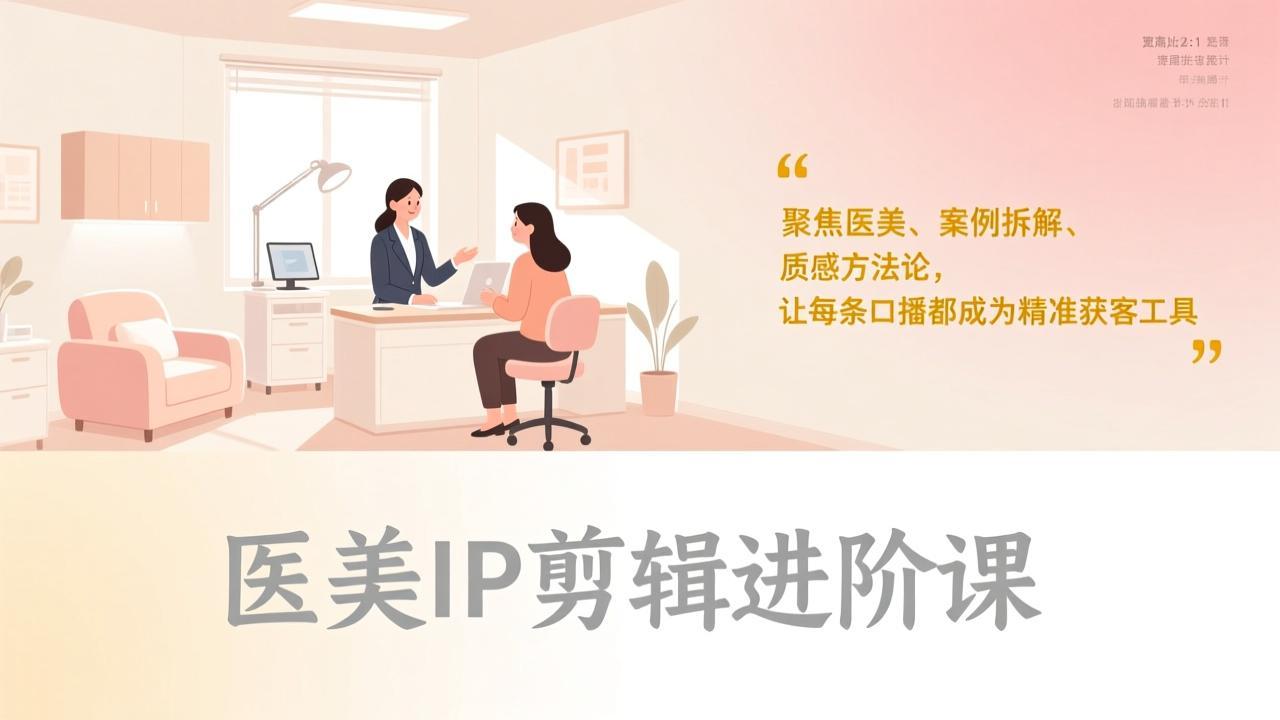 医美IP剪辑进阶课，聚焦医美、案例拆解、质感方法论，让每条口播都成为精准获客工具-龙部落
