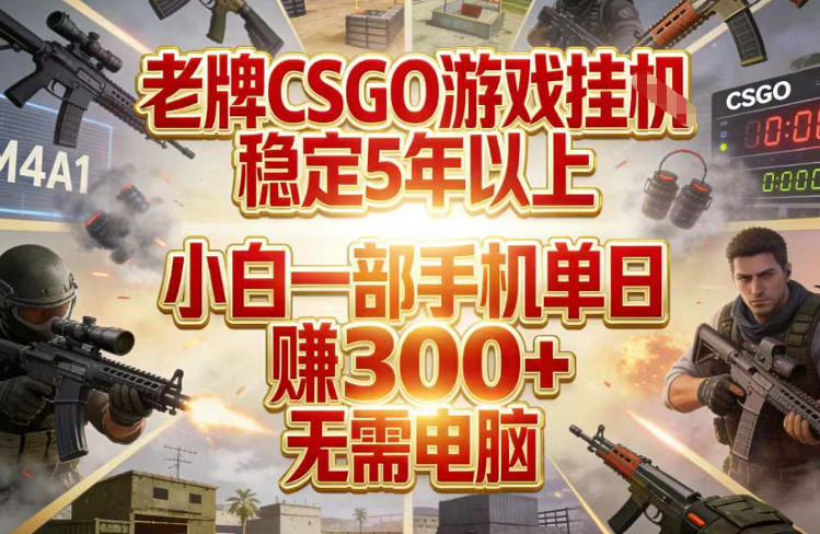 老牌CSGO游戏挂G，稳定5年以上，小白一部手机单日賺3张+，无需电脑【揭秘】-龙部落