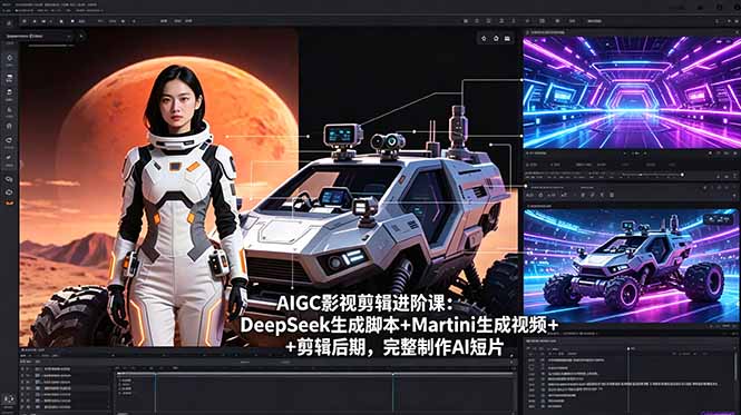 AIGC影视剪辑进阶课:DeepSeek生成脚本+Martini生成视频+剪辑后期,完整制作AI短片-龙部落
