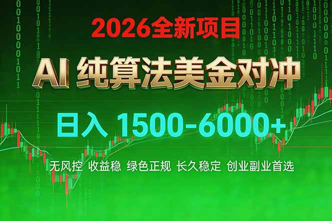 2026 全新美金对冲项目，不套平台赠金，不封号，纯算法对冲，日入 1500-6000+-龙部落