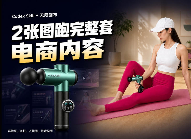 Codex+Skill+无限画布:两张图跑出一整套电商内容-龙部落