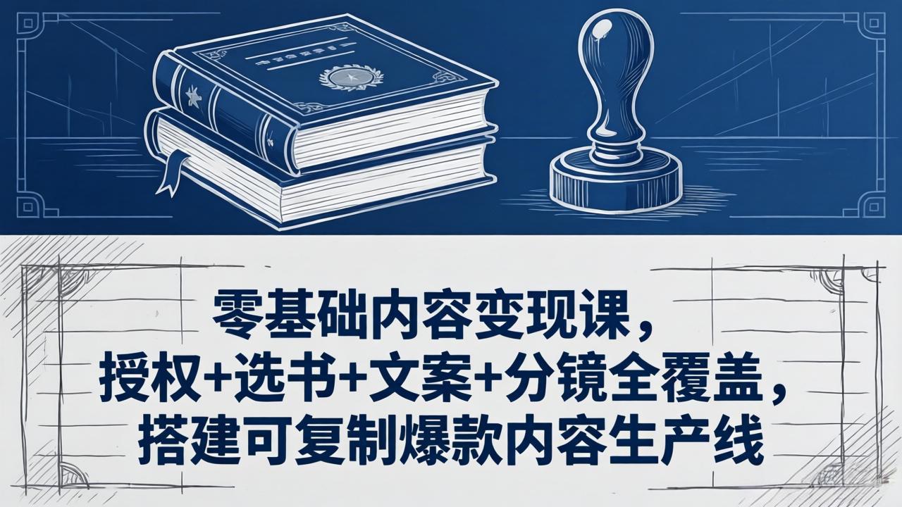 零基础内容变现课，授权+选书+文案+分镜全覆盖，搭建可复制爆款内容生产线-龙部落