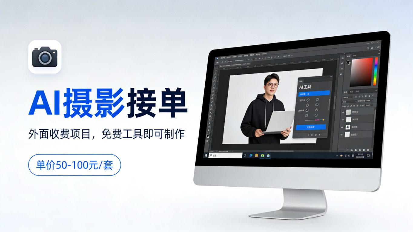 外面收费项目，AI摄影接单，免费工具就可以做，单价50-100一套-龙部落