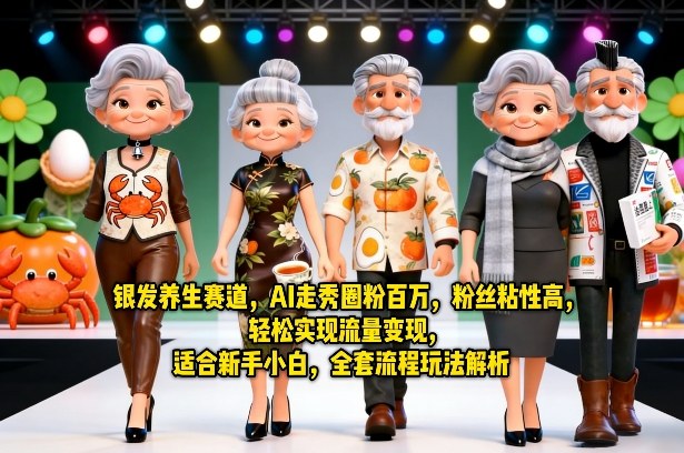 银发养生赛道，AI走秀圈粉百万，粉丝粘性高，轻松实现流量变现，适合新手小白，全套流程玩法解析-龙部落