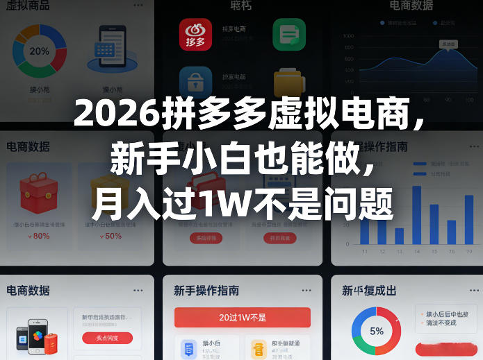 2026拼多多虚拟电商,新手小白也能做,月入过1W不是问题