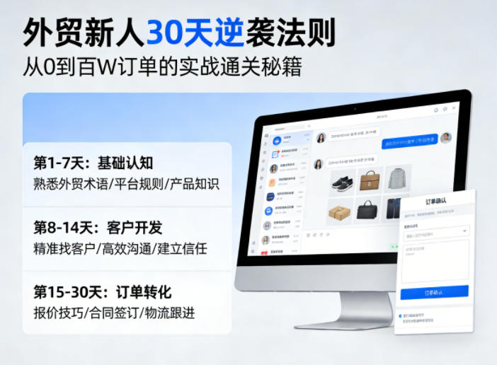 外贸新人30天逆袭法则，教你从0到百W订单的实战通关秘籍-龙部落