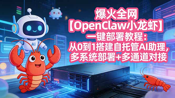 爆火全网【OpenClaw 小龙虾】一键部署教程：从0到1搭建自托管AI助理，多系统部署+多通道对接-龙部落