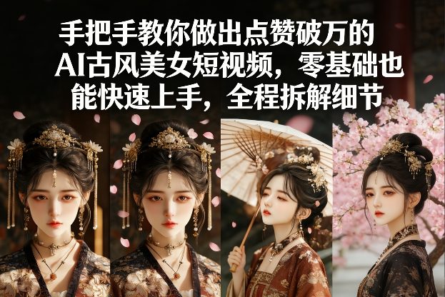 手把手教你做出点赞破万的AI古风美女短视频，零基础也能快速上手，全程拆解细节-龙部落
