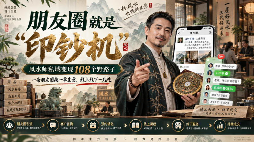朋友圈就是“印钞机”，风水师私域变现108个野路子，一条朋友圈换一单生意，线上线下一起吃【文档】-龙部落