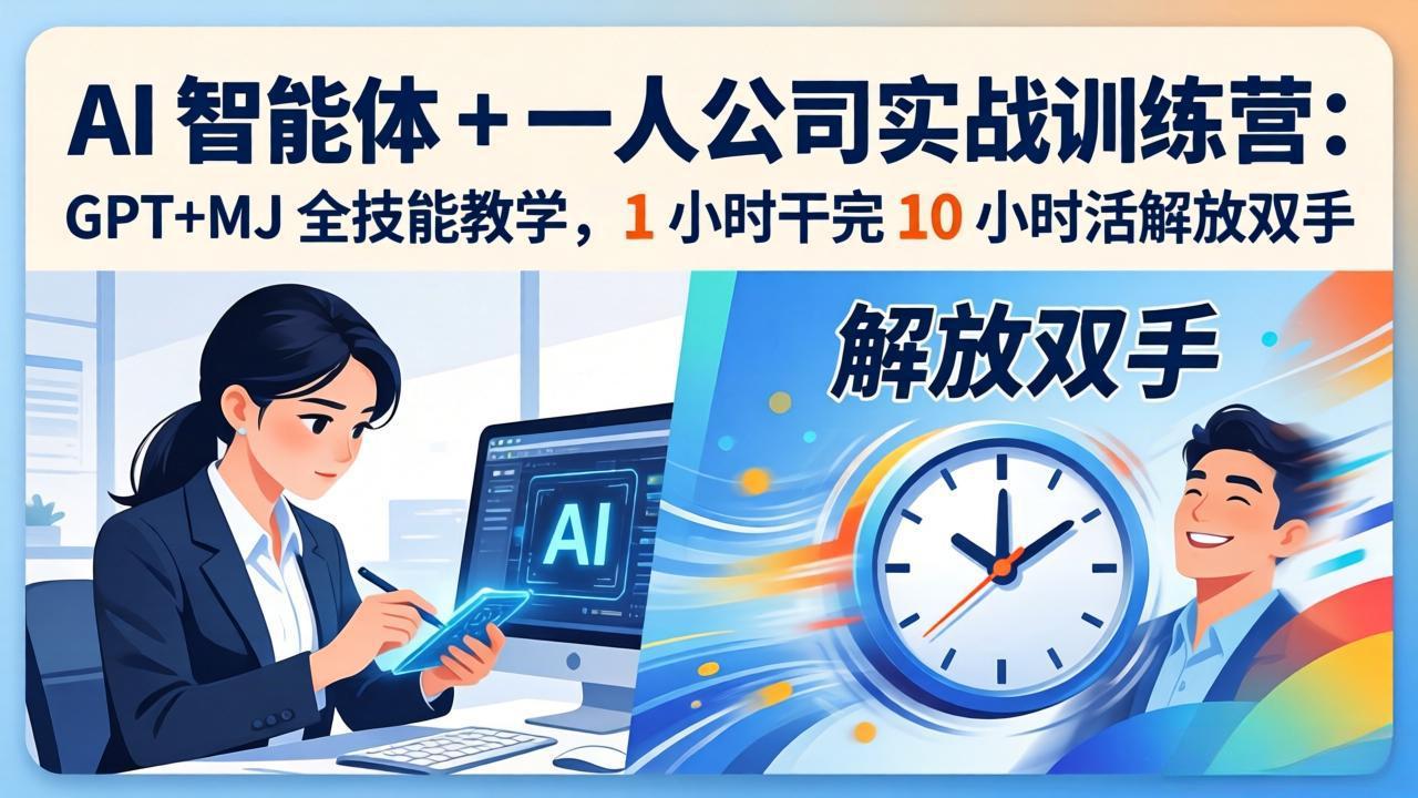 AI 智能体 + 一人公司实战训练营：GPT+MJ 全技能教学，1 小时干完 10 小时活解放双手-龙部落