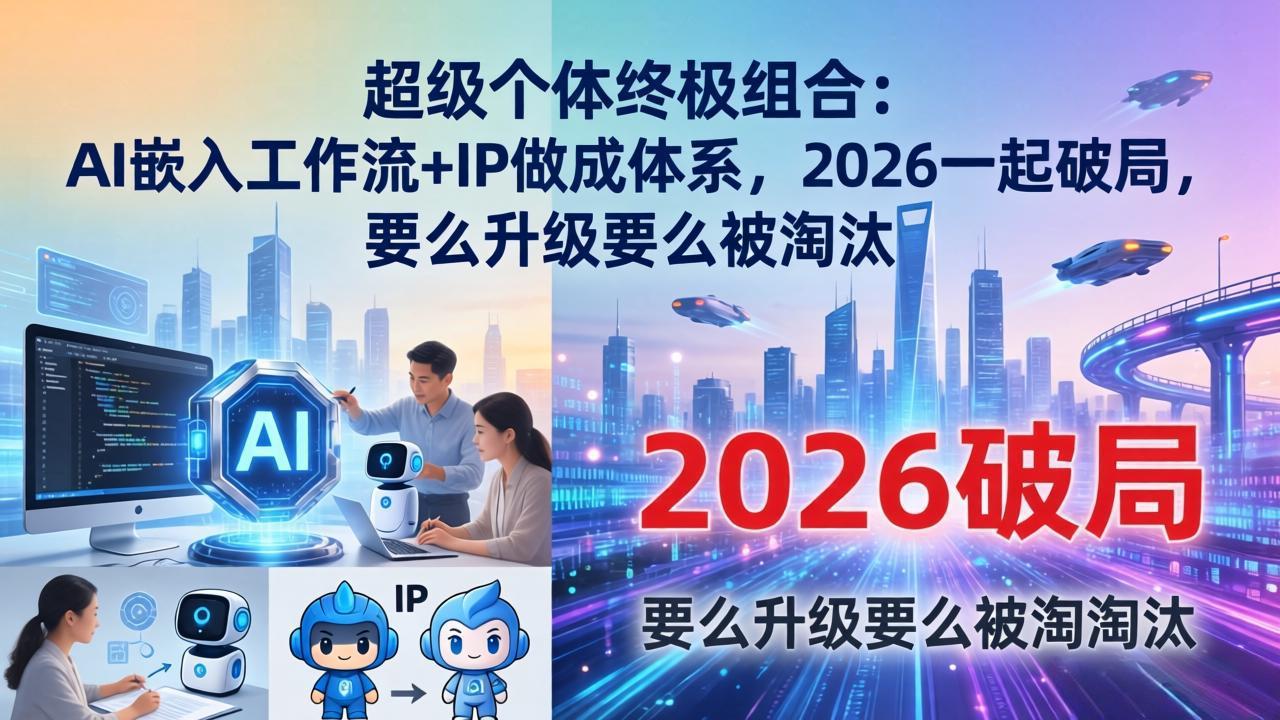 超级个体终极组合：AI嵌入工作流+IP做成体系，2026一起破局，要么升级要么被淘汰-龙部落