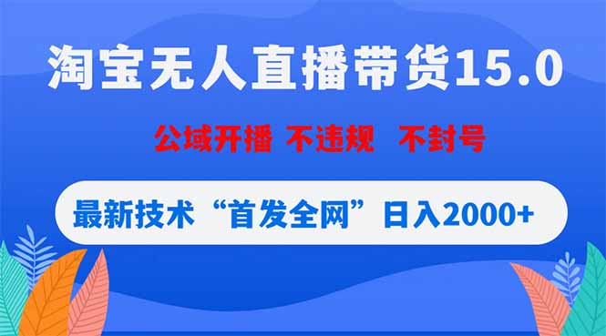 淘宝无人直播带货15.0，不封号，不违规，公域玩法，首发全网日入2000+-龙部落