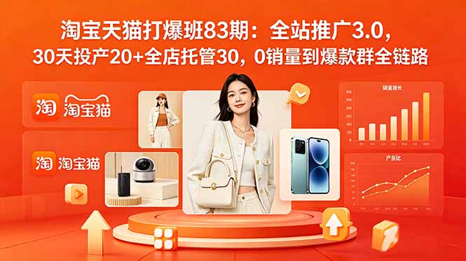 2026淘宝天猫打爆班83期:全站推广3.0,30天投产20+全店托管30,0销量到爆款群全链路-龙部落