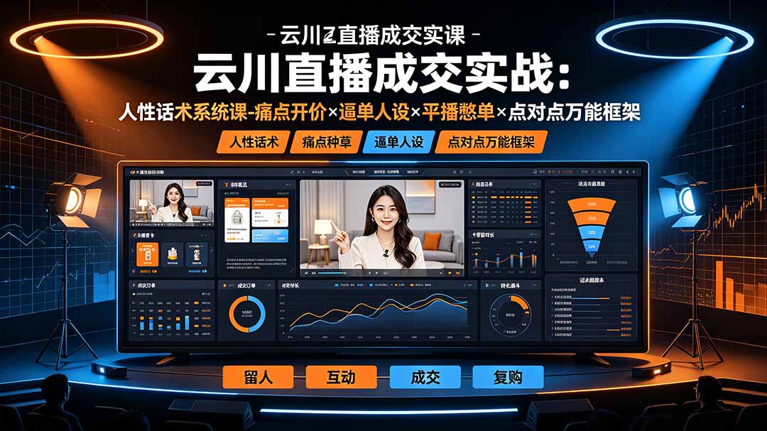 云川直播成交实战:人性话术系统课-痛点种草×塑品开价×逼单人设×平播憋单×点对点万能框架-龙部落