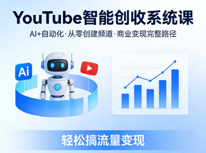YouTube智能创收系统课，AI+自动化，从零创建YouTube频道并实现商业变现的完整路径，轻松搞流量变现-龙部落
