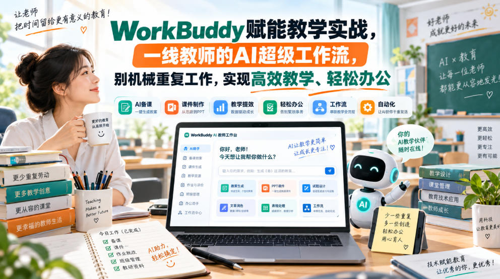 WorkBuddy赋能教学实战，一线教师的AI超级工作流，别机械重复工作，实现高效教学、轻松办公-龙部落