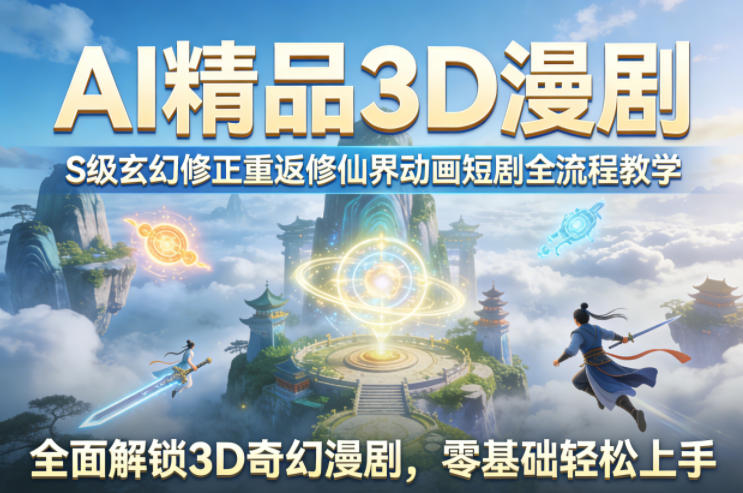 AI精品3D漫剧S级玄幻修正重返修仙界动画短剧全流程教学，全面解锁3D奇幻漫剧，零基础轻松上手-龙部落