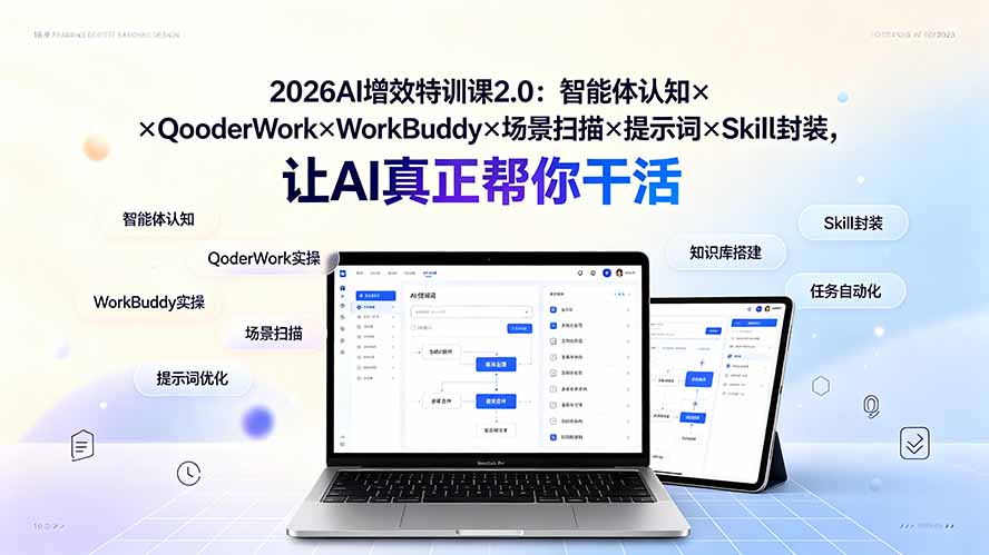 2026AI增效特训课2.0：智能体认知×QoderWork×WorkBuddy×场景扫描×提示词×Skill封装，让AI真正帮你干活-龙部落