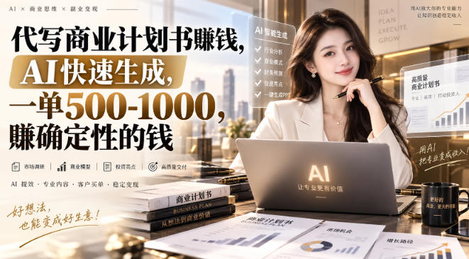 代写商业计划书賺钱，AI快速生成，一单500-1K，賺确定性的钱-龙部落