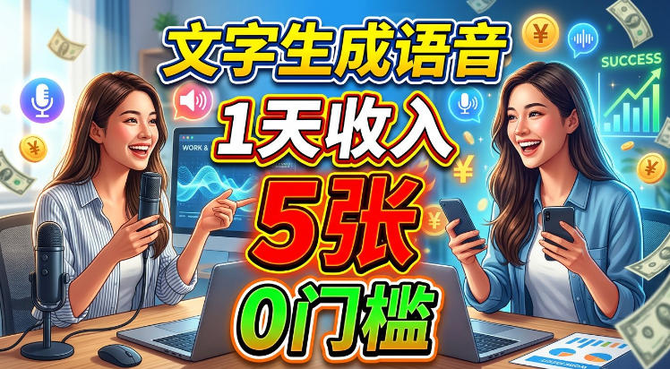 文字生成语音,1天收入5张,超简单美刀项目