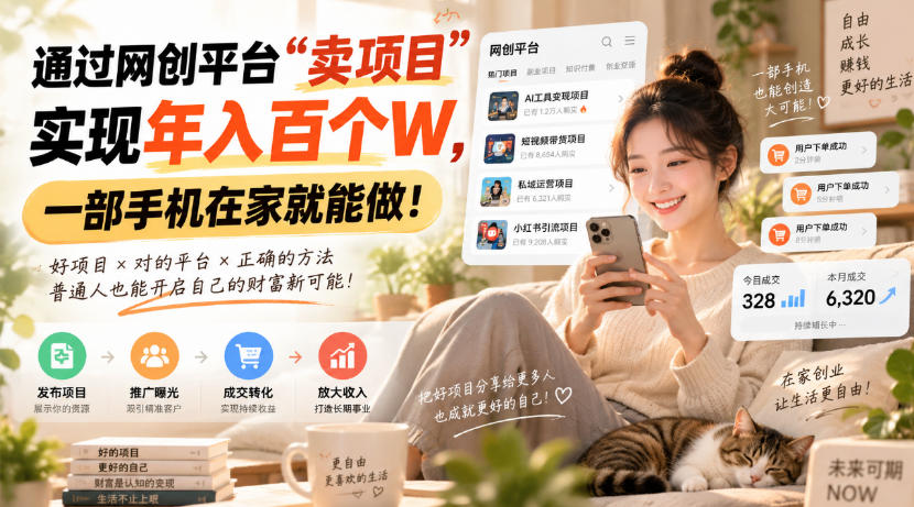 通过网创平台“卖项目”实现年入百个W,一部手机在家就能做!【揭秘】