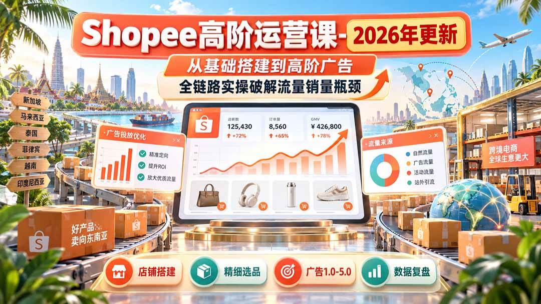 (20575期)Shopee高阶运营课-更新9月,从基础搭建到高阶广告,全链路实操破解流量销量瓶颈-龙部落