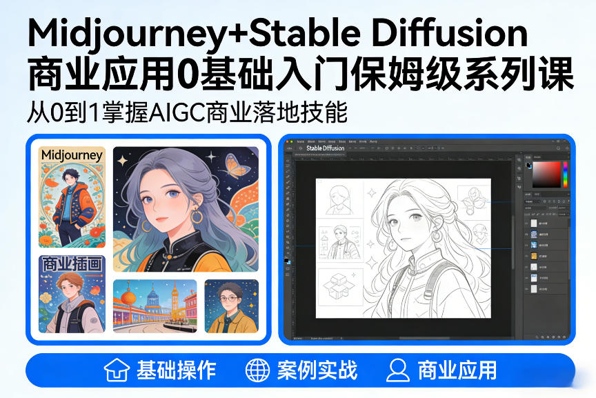 AIGC商业应用Midjourney+Stable Diffusion教程，0基础入门保姆级系列课-龙部落