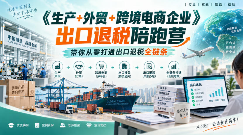 《生产+外贸+跨境电商企业》出口退税陪跑营,带你从零打通出口退税全链条-龙部落