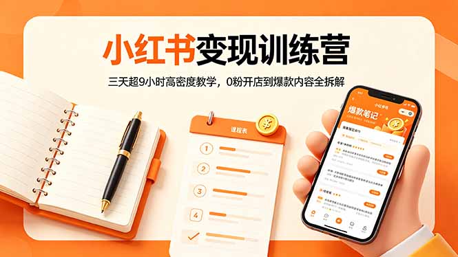 小红书变现训练营：三天超9小时高密度教学，0粉开店到爆款内容全拆解-龙部落