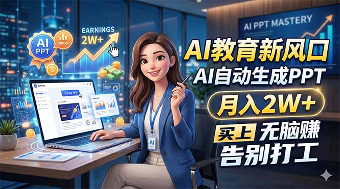 AI教育新风口，AI自动生成PPT，月入2W+，无脑赚，告别打工-龙部落
