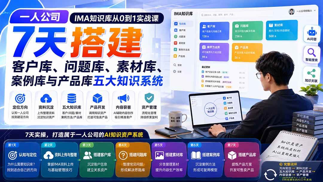 （20191期）一人公司IMA知识库从0到1实战课：7天搭建客户库、问题库、素材库、案例库与产品库五大知识系统-龙部落