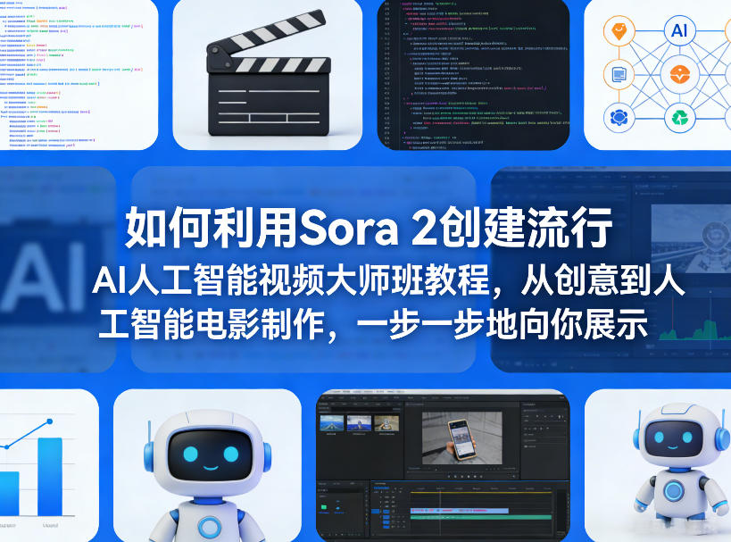 如何利用Sora 2创建流行AI人工智能视频大师班教程，从创意到人工智能电影制作，一步一步地向你展示-龙部落