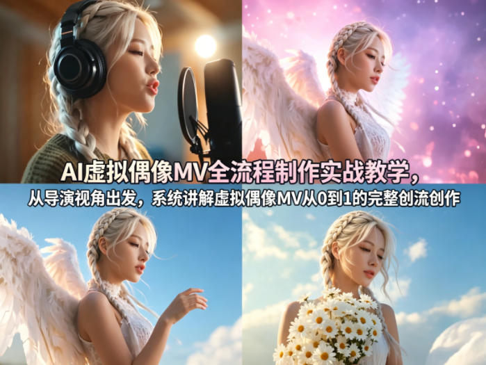AI虚拟偶像MV全流程制作实战教学，从导演视角出发，系统讲解虚拟偶像MV从0到1的完整创作流程-龙部落