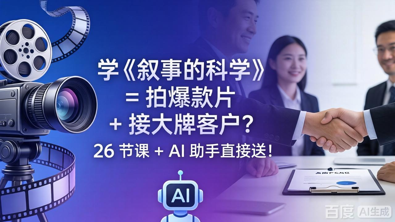 学《叙事的科学》= 拍爆款片 + 接大牌客户？26 节课 + AI 助手直接送！-龙部落
