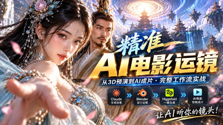 AI视频终于能精准运镜了！Claude+Blender+Higgsfield免费插件实测-龙部落