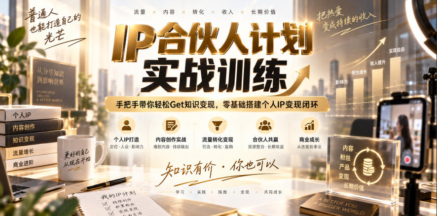 IP合伙人计划实战训练,手把手带你轻松Get知识变现,零基础搭建个人IP变现闭环(更新260908)-龙部落