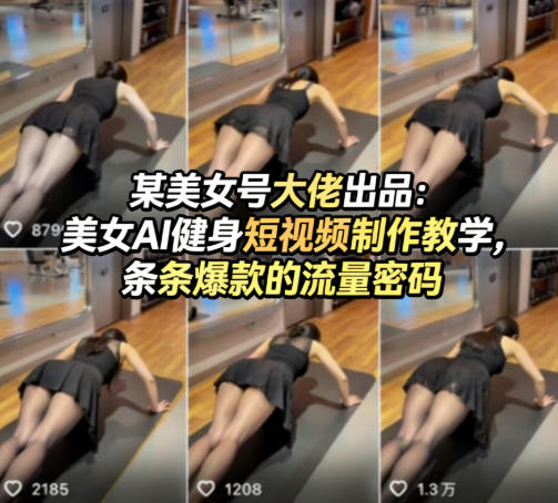 某美女号大佬出品：美女AI健身短视频制作教学，条条爆款的流量密码-龙部落